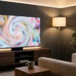 Cinematic shot of a smart TV in a modern living room