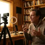 An actor performing emotional expressions in front of a webcam